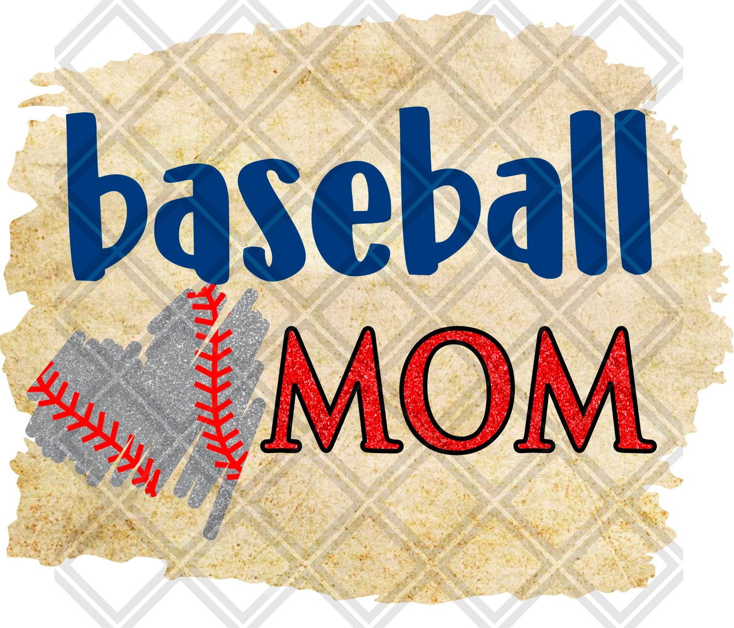 BASEBALL MOM SILVER GLITTER HEART RED AND ROYAL png Digital Download Instand Download