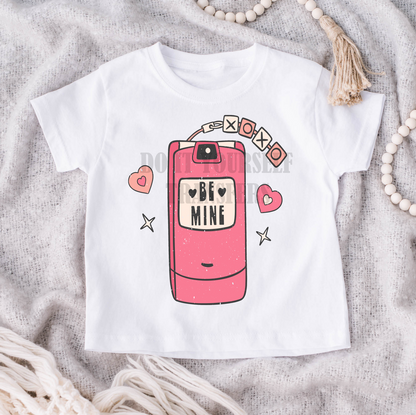 Be Mine Cell Phone XOXO Pink Hearts Valentine's Day KIDS  size 7.1x8.5 DTF TRANSFERPRINT TO ORDER