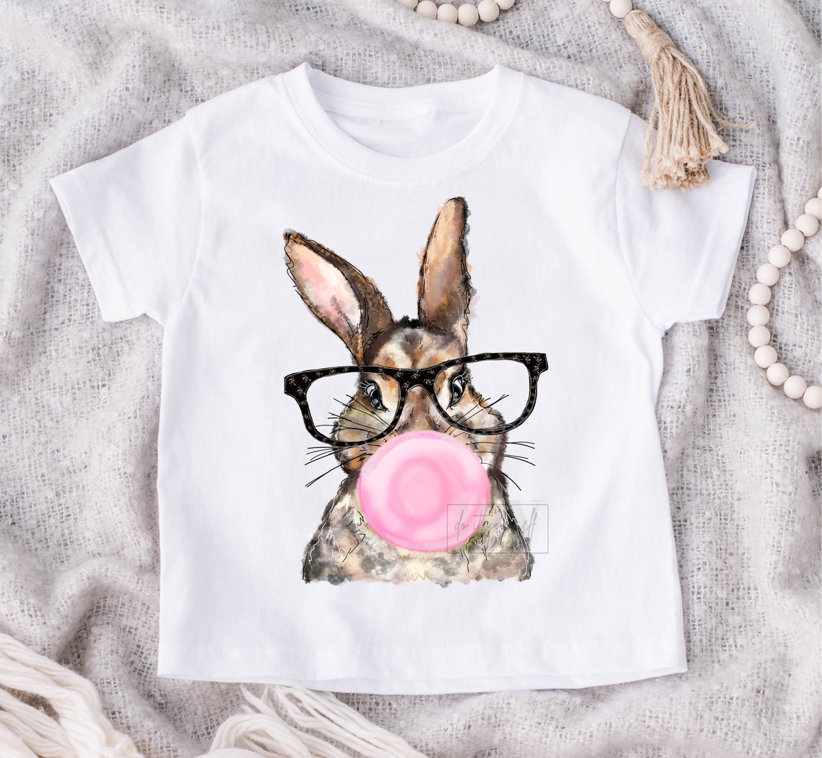 Bunny Easter Glasses Bubble gum  size KIDS 8x6 DTF TRANSFERPRINT TO ORDER
