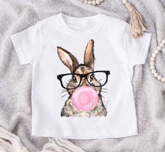 Bunny Easter Glasses Bubble gum  size KIDS 8x6 DTF TRANSFERPRINT TO ORDER
