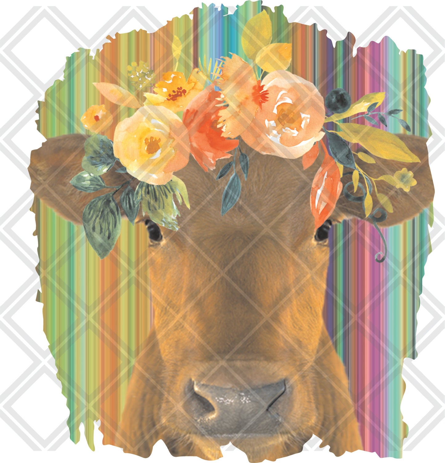 COW FLOWERS BLANK FRAME png Digital Download Instand Download