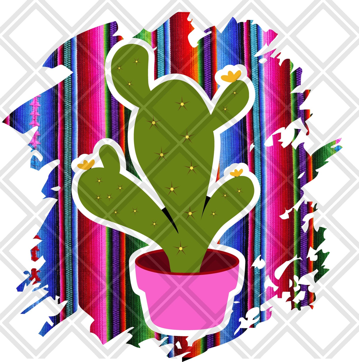 Cactus serape frame png Digital Download Instand Download