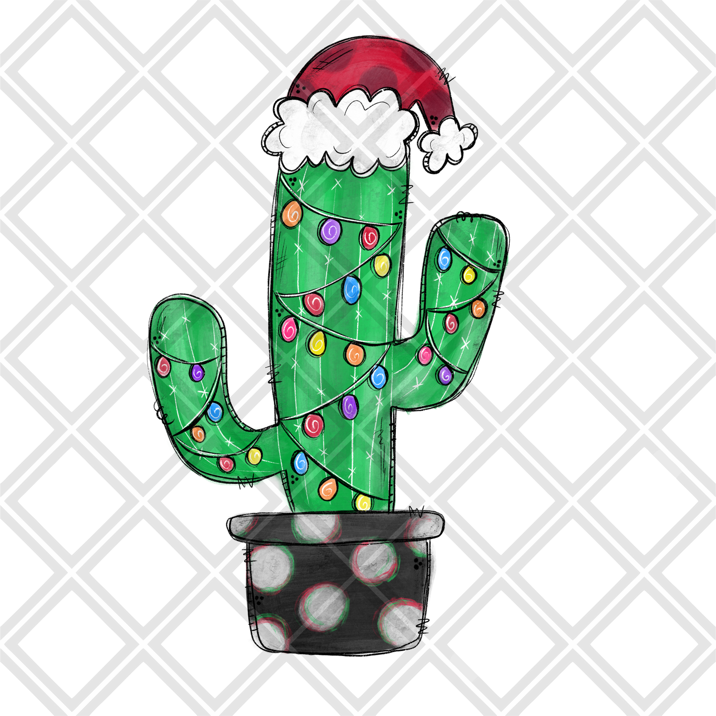 Christmas Cactus Lights hats Christmas DTF TRANSFERPRINT TO ORDER