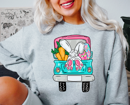 EASTER Bunny Truck carrots eggs  size ADULT 9.1x12 DTF TRANSFERPRINT TO ORDER
