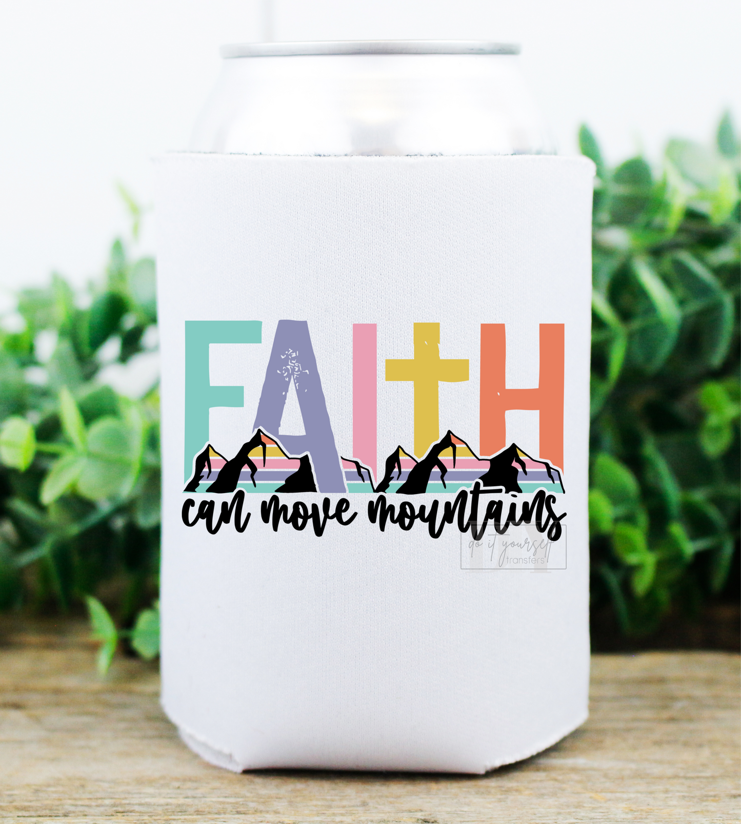 Faith can move mountains colorful cross  size   3.5x4.5 DTF TRANSFERPRINT TO ORDER