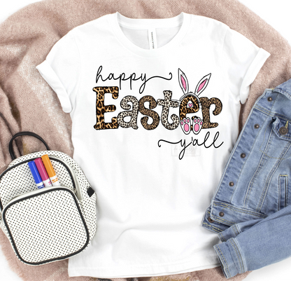 Happy Easter Y'all bunny leopard pink  size KIDS 6x8 DTF TRANSFERPRINT TO ORDER