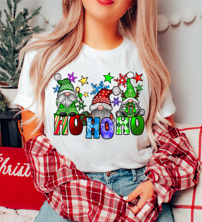 Ho Ho Ho Gnomes Stars Christmas  size  DTF TRANSFERPRINT TO ORDER