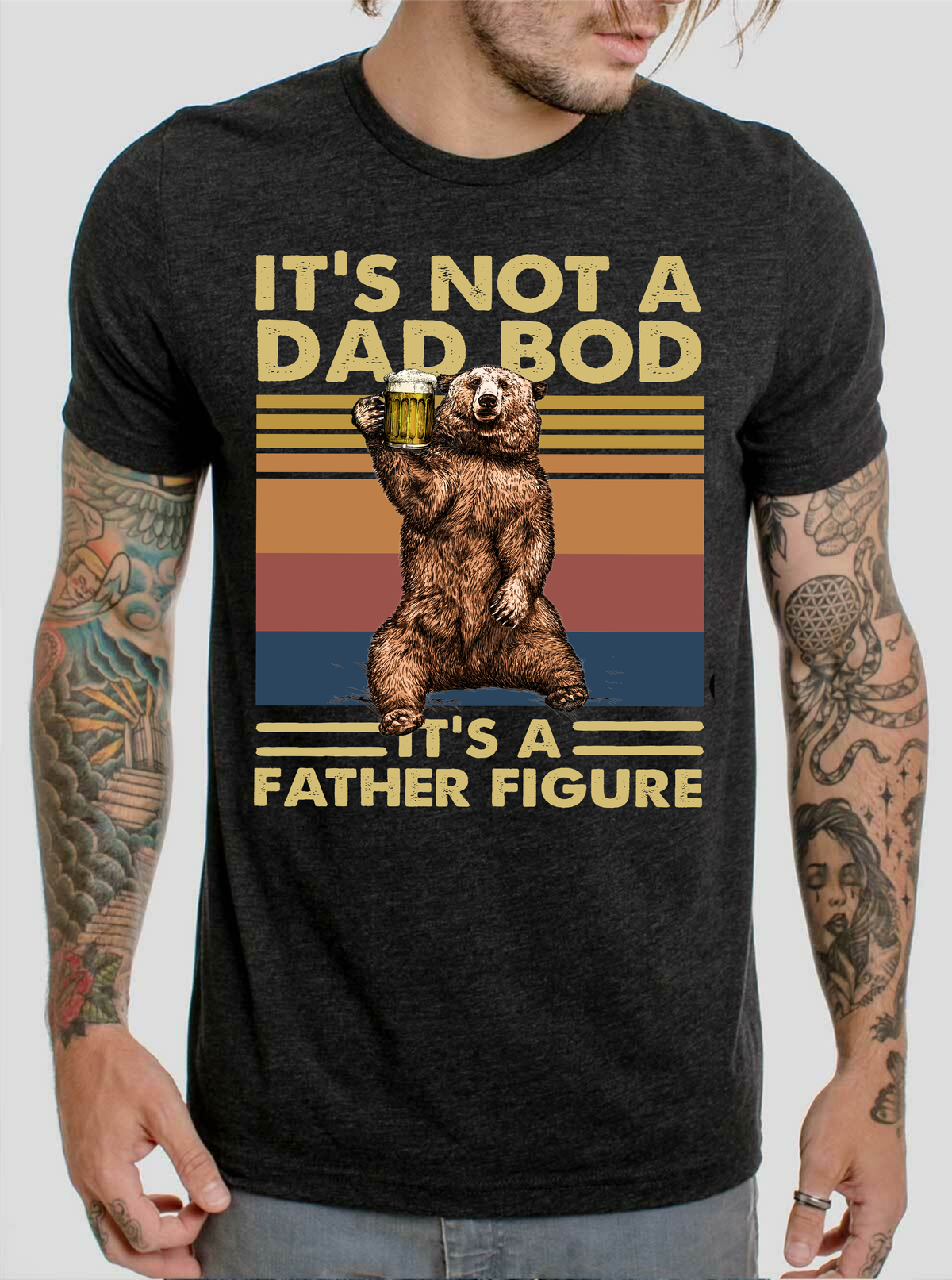 It's not a dad bod it's a father BEAR beer  size  DTF TRANSFERPRINT TO ORDER