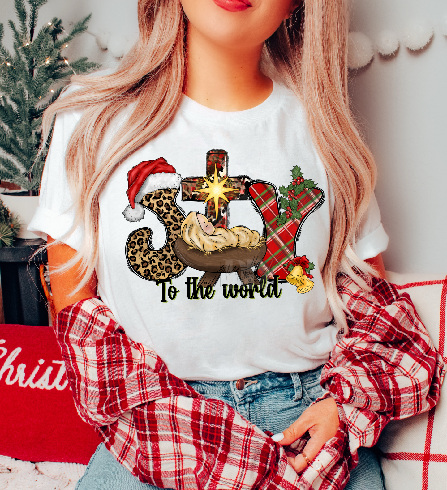 Joy to the world Christmas HAT bells cross star  size ADULT 9.3x12.5 DTF TRANSFERPRINT TO ORDER