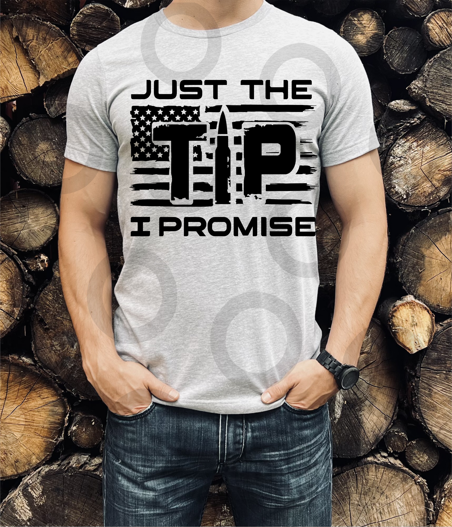 Just the TIP I promise America flag SINGLE COLOR BLACK  size ADULT  DTF TRANSFERPRINT TO ORDER