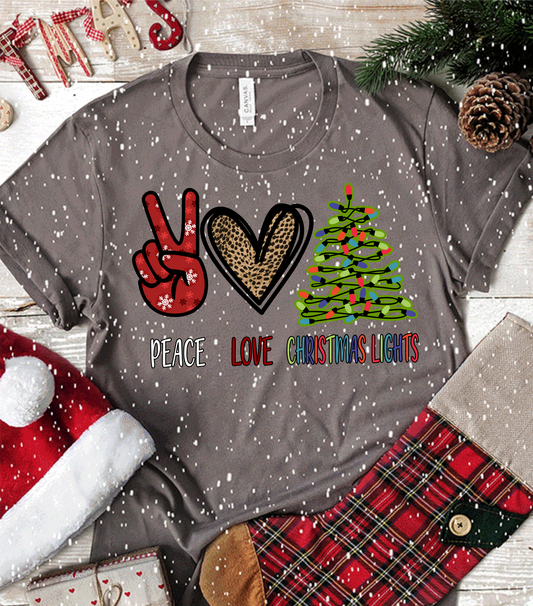 Love Peace Christmas lights Christmas DTF TRANSFERPRINT TO ORDER