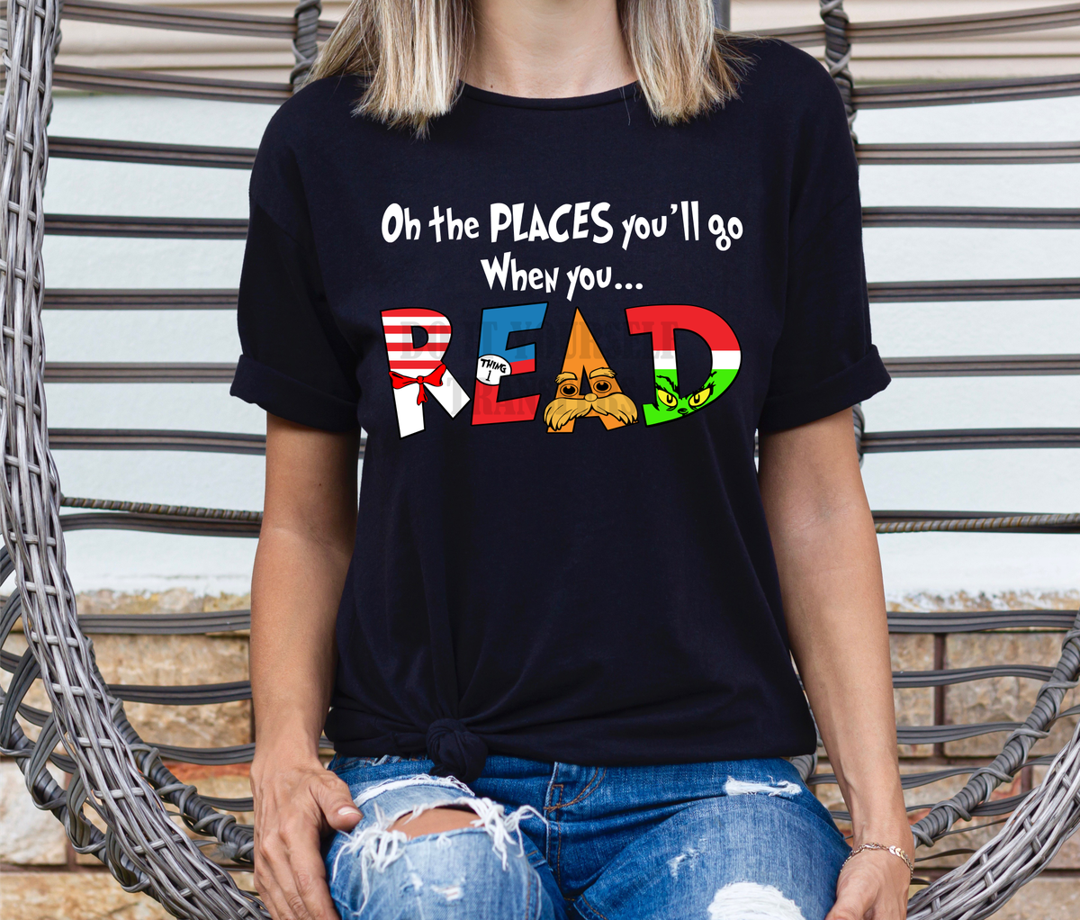 Oh the places you'll go when you READ WHITE LETTERS  / size 3.2x4 DTF TRANSFERPRINT TO ORDER