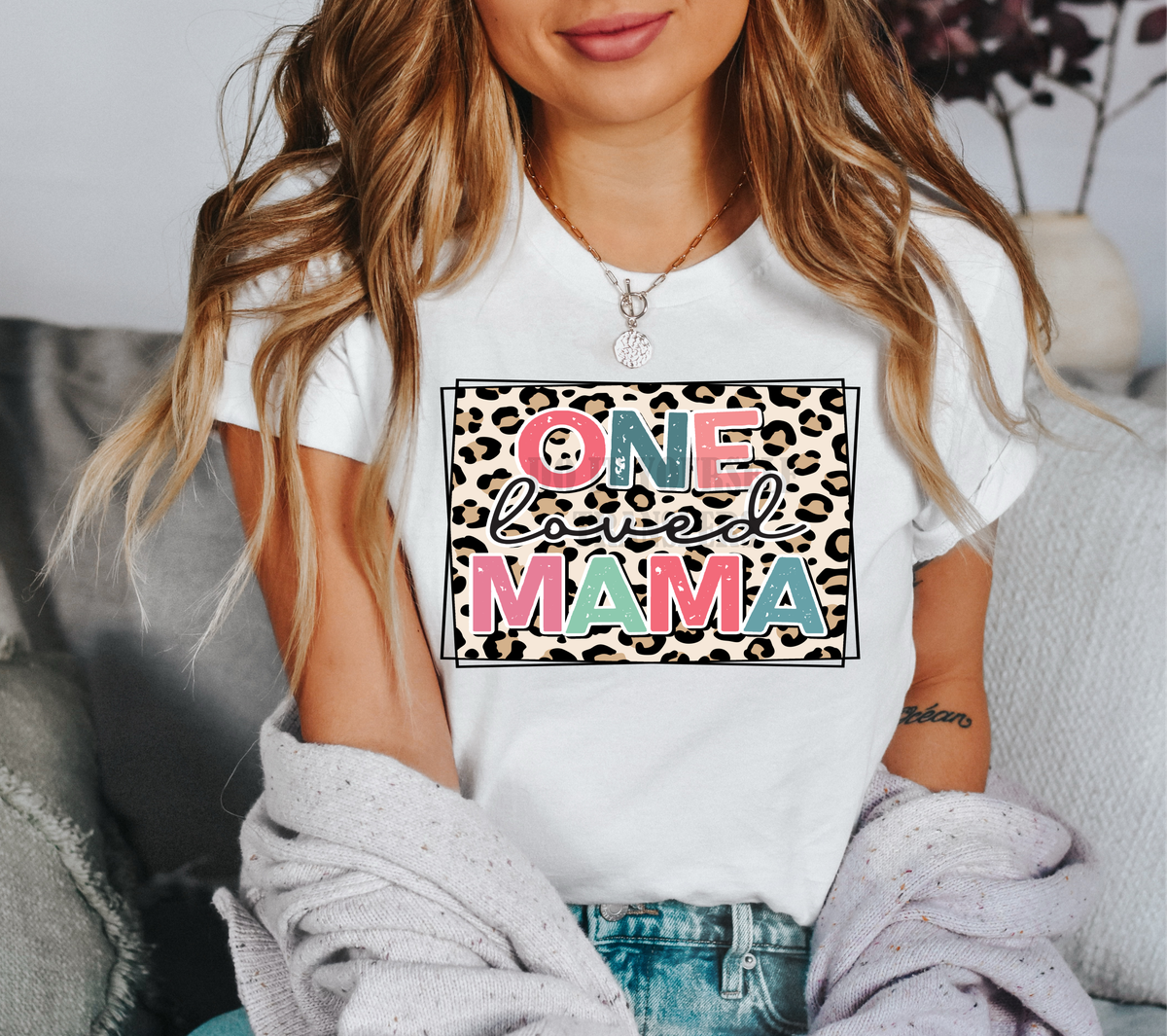 One loved MAMA Leopard frame  size ADULT 9.2x13 DTF TRANSFERPRINT TO ORDER