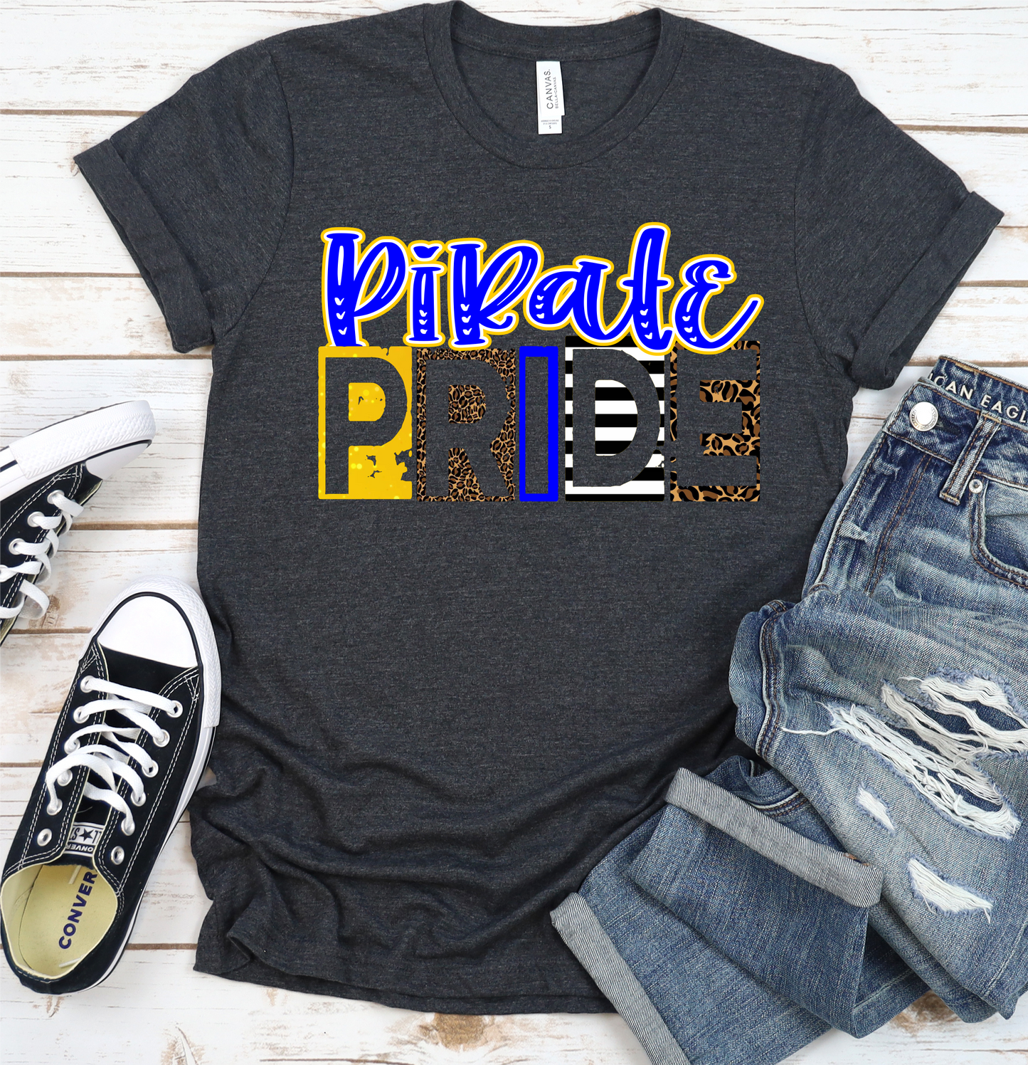 Pirate pride royal blue gold yellow team sport DTF TRANSFERSPRINT TO ORDER
