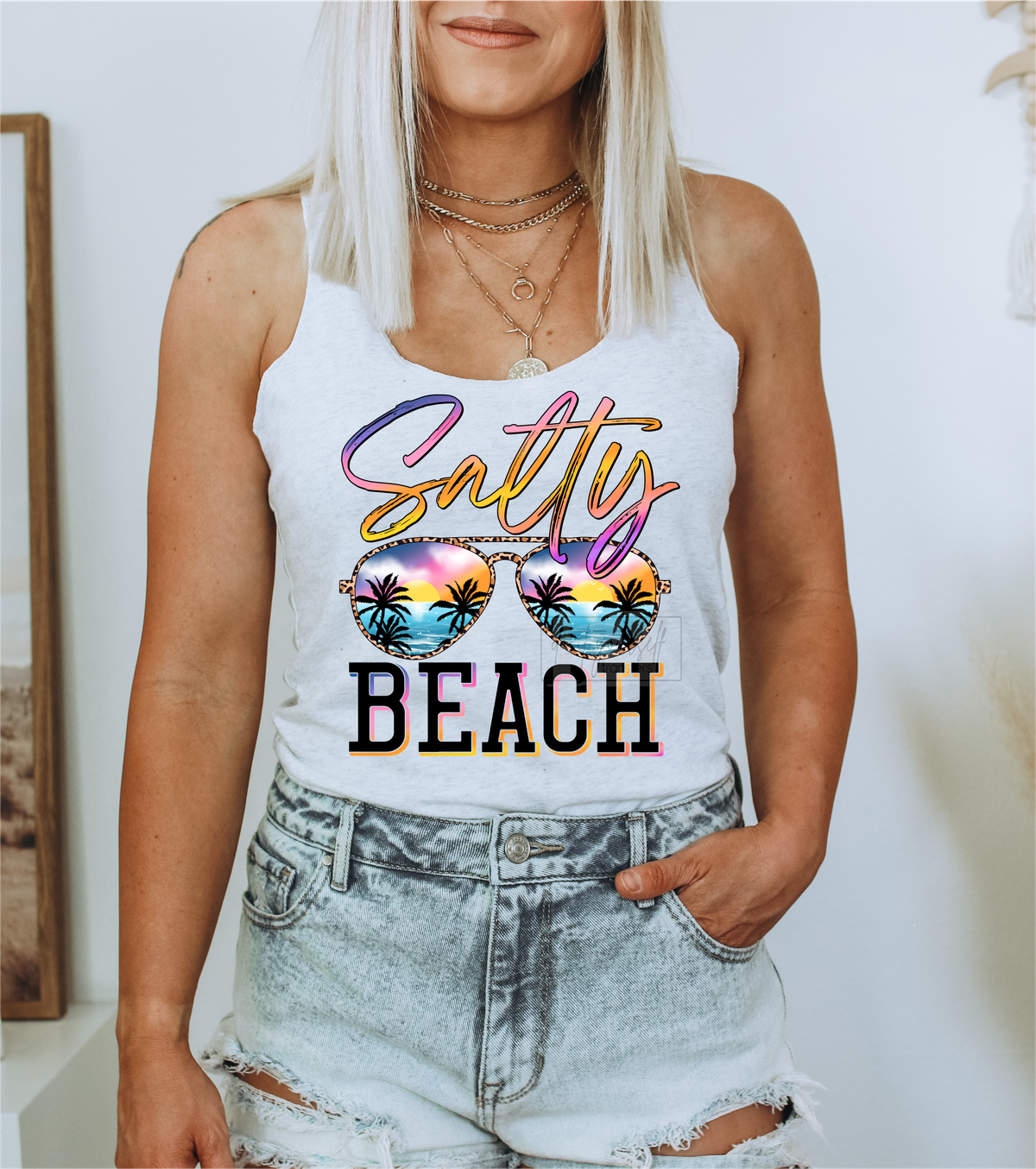 Salty Beach Sunglasses Summer palm trees Summer   size  DTF TRANSFERPRINT TO ORDER