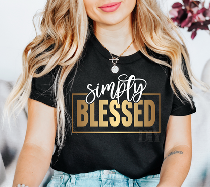 Simple blessed white GOLD  size ADULT  DTF TRANSFERPRINT TO ORDER