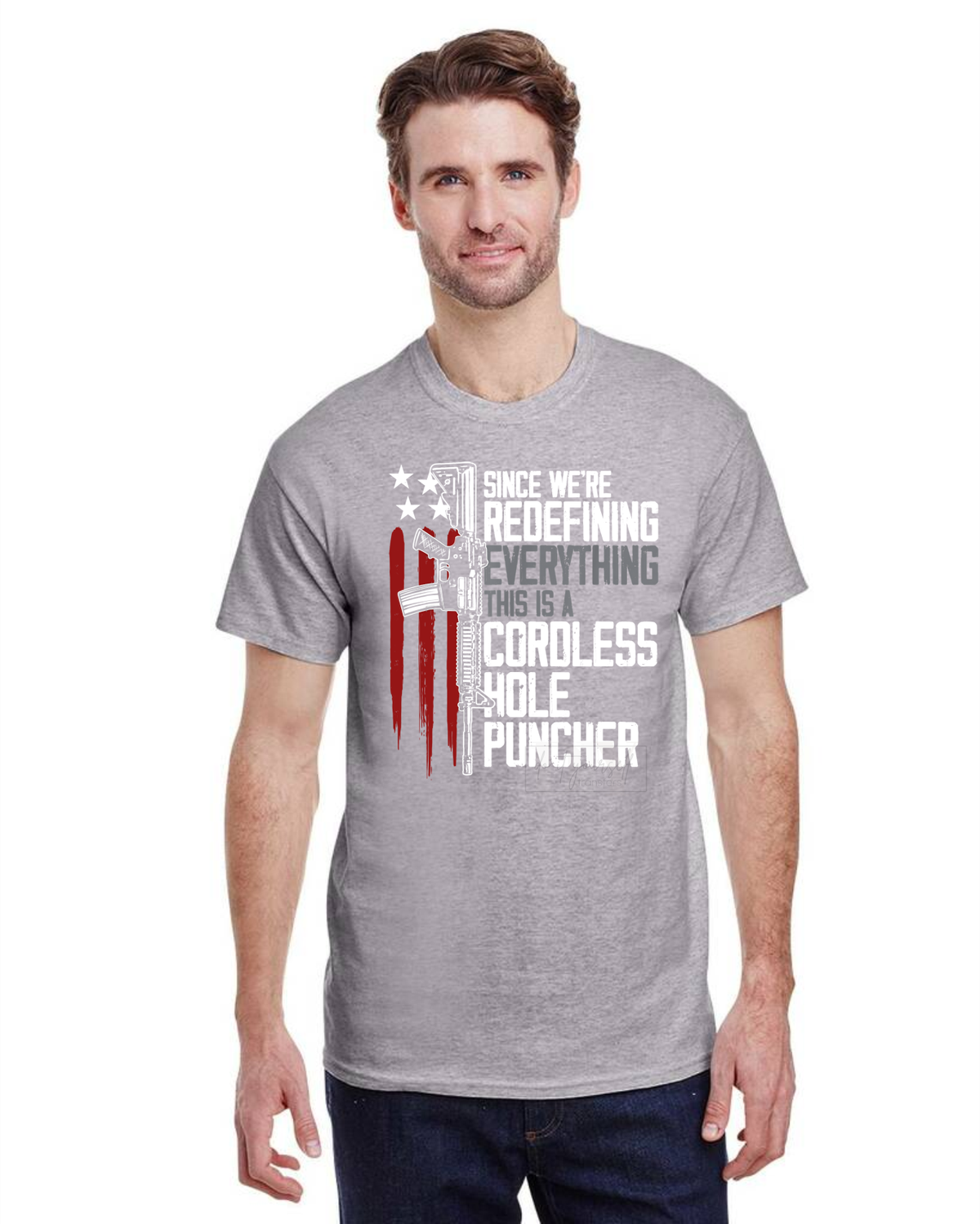 Since we're redefing everything this is a cordless hole puncher american flag  size ADULT 12.8x11 DTF TRANSFERPRINT TO ORDER
