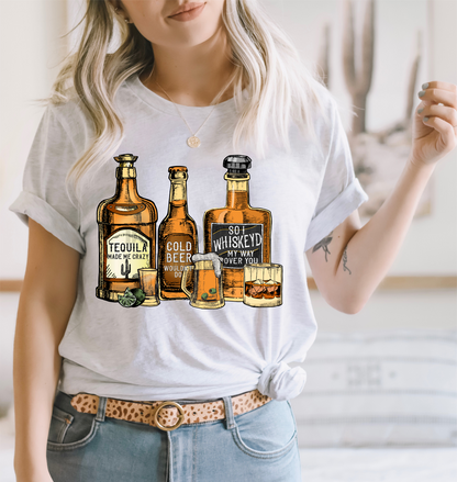 Tequila whiskey beer  size ADULT 9.5x11.5 DTF TRANSFERPRINT TO ORDER
