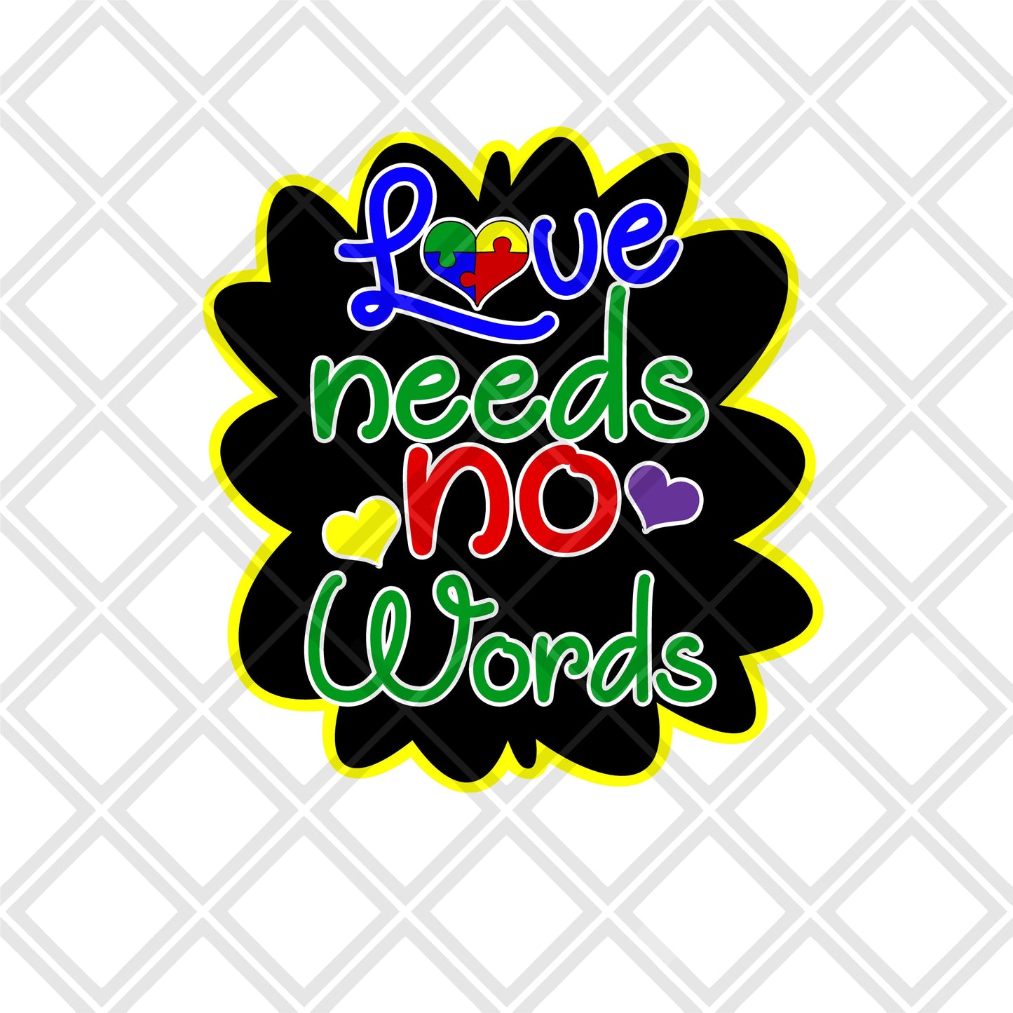 Love needs no words autism frame Digital Download Instand Download